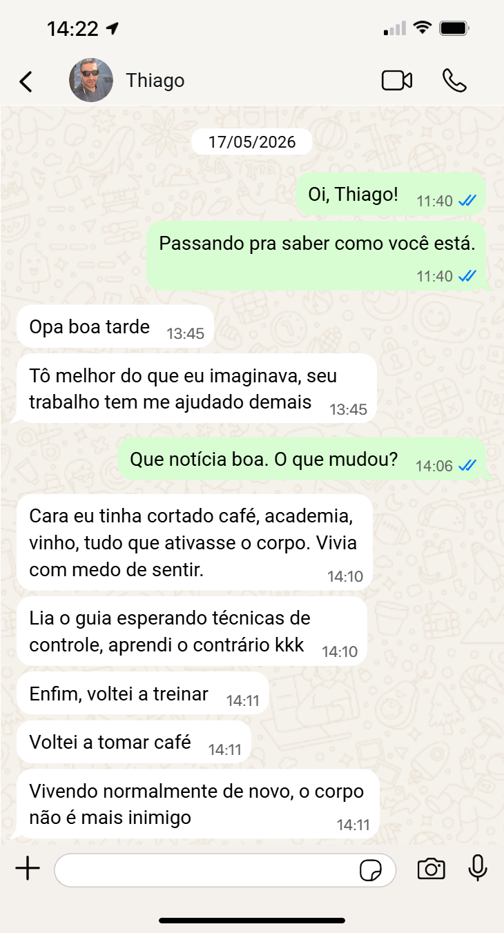 Print de conversa de WhatsApp com Thiago